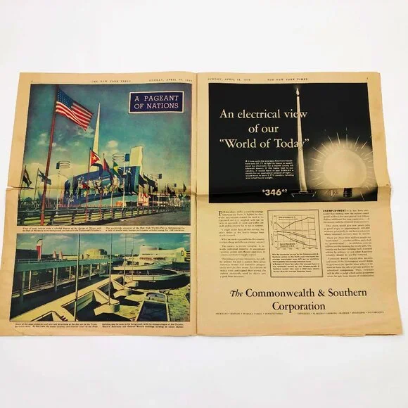 Vintage April 30 1939 Newspaper The New York Times The Fair in Pictures 16 pages